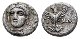 PAPHLAGONIA. Sinope. Trihemiobol (Circa 330-250 BC).

Obv: Head of Sinope facing slightly left.
Rev: ΣΙ - ΝΩ.
Eagle facing, head left, with wings ...