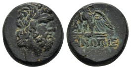 PAPHLAGONIA.Sinope.Struck under Mithradates VI.(Circa 95-90 or 80-70 BC).Ae.

Obv : Laureate head of Zeus right.
Rev : ΣΙΝΩΠΗΣ.
Eagle, with head r...