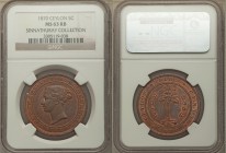 British Colony. Victoria 5 Cents 1870 MS63 Red and Brown NGC, KM93. Charmingly juxtaposed violet-plumb and orange patina gives a singular strong allur...