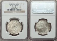 Alwar. Mangal Singh Rupee 1882 MS62 NGC, KM45. A lustrous white example showing some light adjustment marks along the uppermost area of the obverse. F...