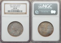 Bikanir. Ganga Singh Rupee 1897 AU58 NGC, KM72. Splendidly toned with sunset hues and smoky violet highlights atop Victoria's bust and around the reve...