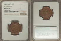 Portuguese Colony - Goa. Luiz I 1/4 Tanga 1881 MS62 Brown NGC, KM308. Supremely glossy features with a level of quality and eye-appeal seldom found fo...