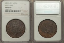 Portuguese Colony - Goa. Luiz I Tanga 1871 MS61 Brown NGC, KM306. A bold, large-size denomination from the Portuguese series that is rarely encountere...