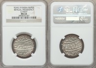 British India. Bengal Presidency Rupee Year 19 (Frozen Date, c. 1819-1829) MS64 NGC, Murshidabad mint, KM109, Stevens-6.13. With S privy mark on rever...