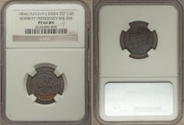 British India. Bombay Presidency Proof 1/2 Pice AH 1219 (1804) PR64 Brown NGC, KM204. Light reddening lends an appreciable light to the otherwise dark...