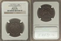 British India. Madras Presidency 1/48 Rupee 1794 MS62 Brown NGC, KM394. Toned to a deep mahogany with clearly rendered devices throughout. From the Ha...