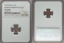 British India. Madras Presidency Proof Cash 1803 PR65 Brown NGC, Soho mint, KM315. A rare type to find in proof conditions, the rim especially pronoun...