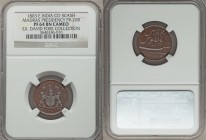 British India. Madras Presidency Proof 5 Cash 1803 PR64 Brown Cameo NGC, KM318, Prid-208. Phenomenal specimen-like quality that appears heightened by ...
