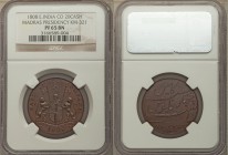 British India. Madras Presidency Proof 20 Cash 1808 PR65 Brown NGC, KM321, Prid-194. A deeply toned example of this nearly iconic type showing no sign...