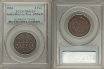 British India. Madras Presidency Proof 4 Pies 1824 PR63 Brown PCGS, London mint, KM430, Prid-275. A fully choice Proof example of this type whose scar...