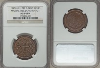 British India. Madras Presidency 4 Pies AH 1240 (1825) MS64 Brown NGC, London mint, KM431. Exhibiting a glossy finish to the devices and slight eviden...