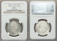British India. William IV Rupee 1835.-(c) MS65 NGC, Calcutta mint, KM450.2, S&W-1.42. Type D Bust, Type IV Reverse. Astoundingly icy surfaces, with a ...