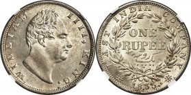 British India. William IV Rupee 1835.-(c) MS64 NGC, Calcutta mint, KM450.3, S&W-1.39. Type C Bust, Type II Reverse. A covetable early rupee, notorious...