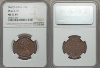 British India. Victoria 1/4 Anna 1862-(b) MS62 Brown NGC, Bombay mint, KM467, S&W-4.171. Type D Bust, Type I Reverse. Variety with bead below date. Th...