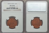 British India. Victoria 1/4 Anna 1874-(c) MS64 Red and Brown NGC, Calcutta mint, KM467, S&W-5.48. Type B Bust, Type II Reverse. Sunburnt maroon color ...