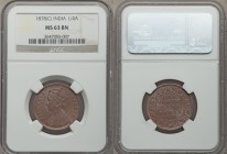 British India. Victoria 1/4 Anna 1878-(c) MS63 Brown NGC, Calcutta mint, KM486, S&W-6.490. Type II Reverse. Exceptional choice quality for the issue, ...
