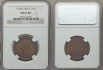 British India. Victoria 1/4 Anna 1878-(c) MS61 Brown NGC, Calcutta mint, KM486, S&W-6.490. Type II Reverse. Strikingly matte-like texture to the obver...