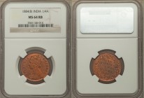 British India. Victoria 1/4 Anna 1884-(b) MS64 Red and Brown NGC, Bombay mint, KM486, S&W-6.500. Type I Reverse. Fiery cupric red-orange color evenly ...