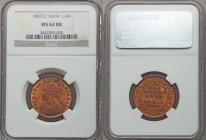 British India. Victoria 1/4 Anna 1887-(c) MS64 Red and Brown NGC, Calcutta mint, KM486, S&W-6.505. Type II Reverse. Strong obverse die polish lines wi...