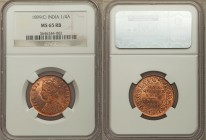 British India. Victoria 1/4 Anna 1899-(c) MS65 Red and Brown NGC, Calcutta mint, KM486, S&W-6.546. Type II Reverse. Stunningly red with noteworthy bri...