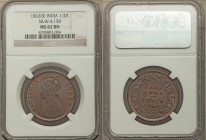 British India. Victoria 1/2 Anna 1862-(b) MS62 Brown NGC, Bombay mint, KM468, S&W-4.158. Type A Bust, Type I Reverse. Sloping 1 in date. A strikingly ...