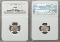 British India. Victoria 2 Annas 1881-c MS63 NGC, Calcutta mint, KM488, S&W-6.361. Type B Bust, Type II Reverse. A virtually tone-free specimen with so...