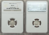 British India. Victoria 2 Annas 1884-c MS61 NGC, Calcutta mint, KM488, S&W-6.378. Type B Bust, Type II Reverse. Well-struck with crisp details and onl...