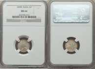 British India. Victoria 2 Annas 1898-c MS64 NGC, Calcutta mint, KM488, S&W-6.441. Type B Bust, Type II Reverse. A presentable example free from observ...