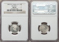 British India. Victoria 1/4 Rupee 1840.-(b) MS64 NGC, Bombay mint, KM453.1, S&W-2.45. Type A Bust, Type II Reverse. A pleasing near gem with strikingl...