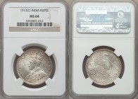 British India. George V Rupee 1913-(c) MS64 NGC, Calcutta mint, KM524. A bit softly struck around the word KING, softly toned and fully presentable. F...