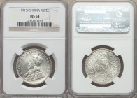 British India. George V Rupee 1915-(c) MS64 NGC, Calcutta mint, KM524. A rather immaculate rupee, some tiny reverse flan pitting likely all that keeps...