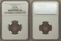 British India. George VI Restrike Prooflike Pice 1944-(b) PL66 Brown NGC, Bombay mint, KM533. Gorgeously toned, with fully iridescent lime and emerald...
