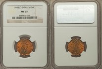 British India. George VI Anna 1943-(c) MS65 NGC, Calcutta mint, KM537a. Softly rosaceous with brilliant cartwheel luster. From the Hamilton Collection...