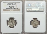 British India. George VI "Waffle Cancellation" 1/4 Rupee 1945-(b) Genuine NGC, Bombay mint, KM547. A result of the "waffle" cancellations ordered on G...