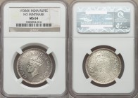 British India. George VI Rupee 1938-(b) MS64 NGC, Bombay mint, KM555. Sharp luster on the obverse with a softer reverse complexion, and an overall adm...