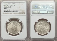 British India. George VI Rupee 1943-(b) MS65 NGC, Bombay mint, KM557.1, S&W-9.22. Satiny and minimally handled. A coin that absolutely deserves its to...
