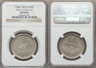 British India. George VI "Waffle Cancellation" Rupee 1944-L Genuine NGC, Lahore mint, KM557.1. In 1945, the British Administration was withdrawing sil...
