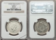 British India. George VI Rupee 1945-(b) MS62 NGC, Bombay mint, KM557.1. "Large 5" variety. Subdued luster and displaying only light wisps of handling ...