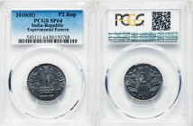 Republic nickel Specimen Experimental Pattern 2 Rupees 2010-(H) SP64 PCGS, Heaton mint, KM-Unl. With EX-PT stamped on both obverse and reverse. A scar...