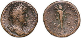 Rome Roman Empire 163 - 164 AE Sestertius - Lucius Verus (TR P IIII IMP II COS II S C; Mars) Bronze Rome Mint 23.07g VF RIC III 1379 OCRE ric.3.m_aur....