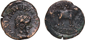 Rome Roman Empire Roman provinces, Tarraconensis 14 - 37 AE As - Tiberius (L CAEC AQVIN MVN TVR II VIR M CEL PALVD, Turiaso) Bronze Turiaso Mint 12.9g...