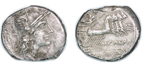 Rome Roman Republic (ancient) 122 BC AR Denarius (Papiria: M. Papirius Carbo; M•CARBO) Silver Rome Mint 3.63g VF RRC 276/1 RCV I 151 CRR 423