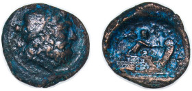 Greece (ancient) Elaia Aeolis 100 BC - 27 BC AE (Zeus & Nike standing right on prow of galley; Rare) Bronze 4.88g VF