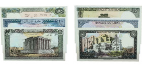 Lebanon Republic 1964 - 1988 Livres Set (3 Lots) Paper UNC