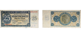 Spain Nationalist Government 1936 25 Pesetas Paper (46550000) AU P 99