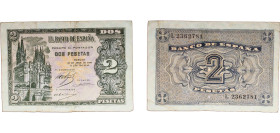 Spain Nationalist Government 1937 2 Pesetas Paper (15000000) VF P 105