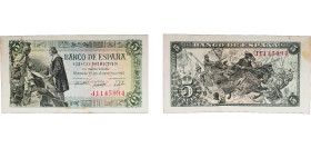 Spain Nationalist Government 1945 5 Pesetas Paper (122699967) XF P 129