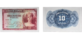 Spain Second Republic 1935 10 Pesetas (Silver Certificate) Paper UNC P 86