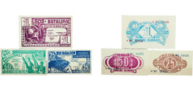 Spain Second Republic 1937 Banknote Set (Spanish Civil War, Republican army, 502nd battalion Military vouchers; 3 Lots) Paper UNC
