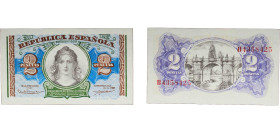 Spain Second Republic 1938 2 Pesetas Paper UNC P 95
